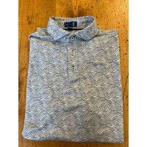 Stitch Golf Polo Size Medium Green White Wave Print Performance Short Sleeve
